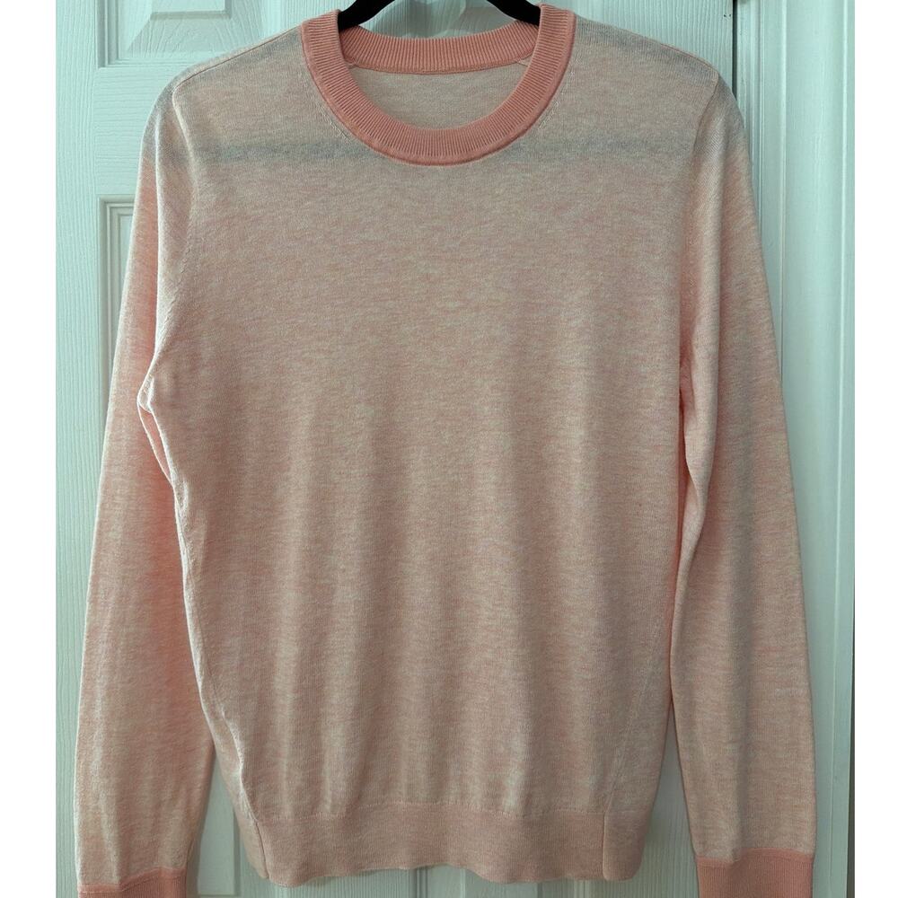 Lululemon Silk-Blend Crewneck Sweater, size 6  Pink/Coral trim